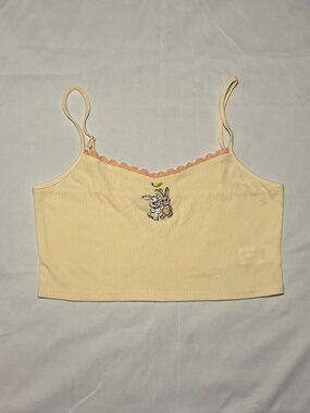 Cider Bunny Graphic Sweetheart Neck Lace Trim Cami Tank Top Size X Large